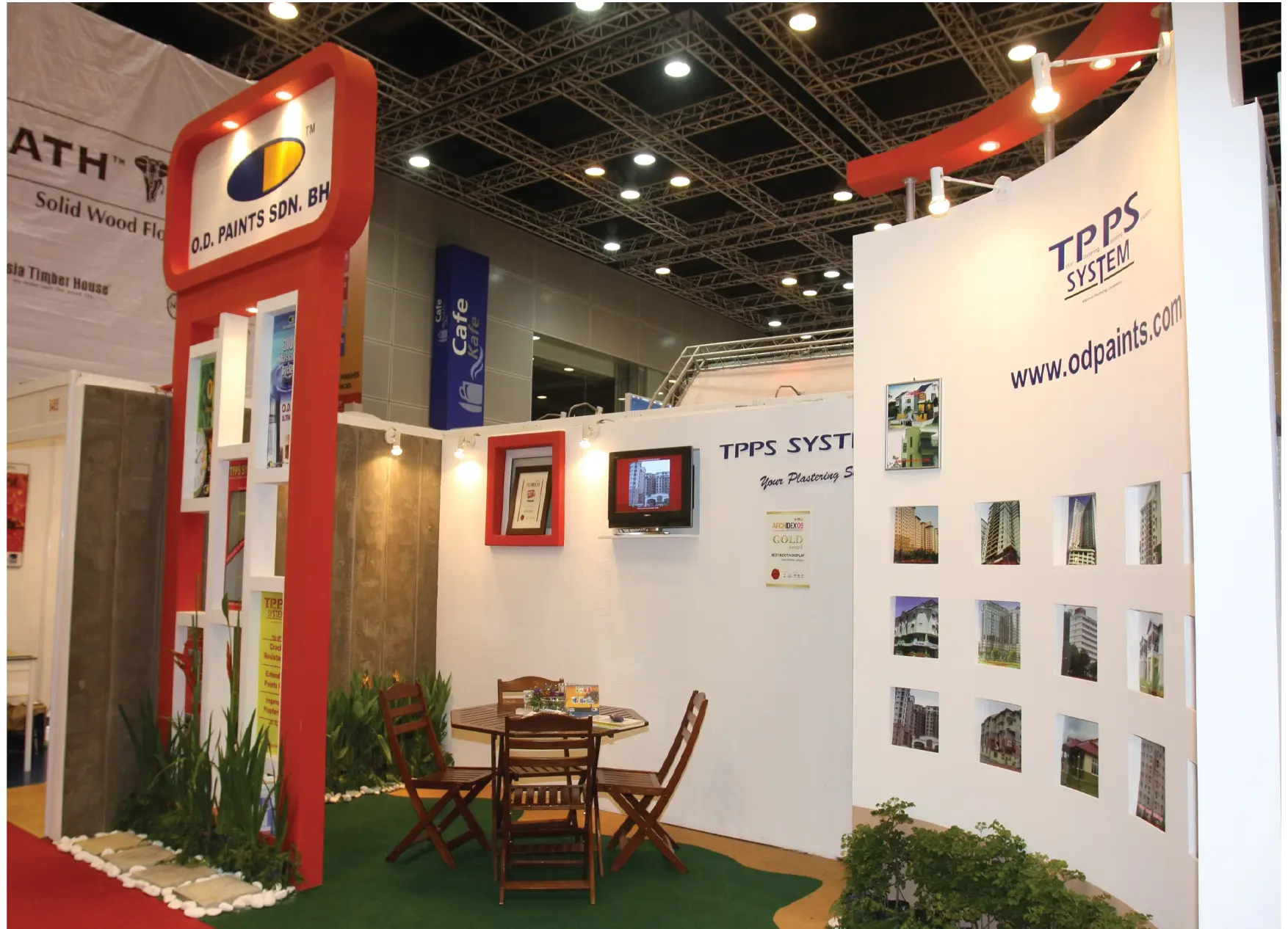 O.D. Paints ARCHIDEX exhibition booth showcasing paint systems and product information